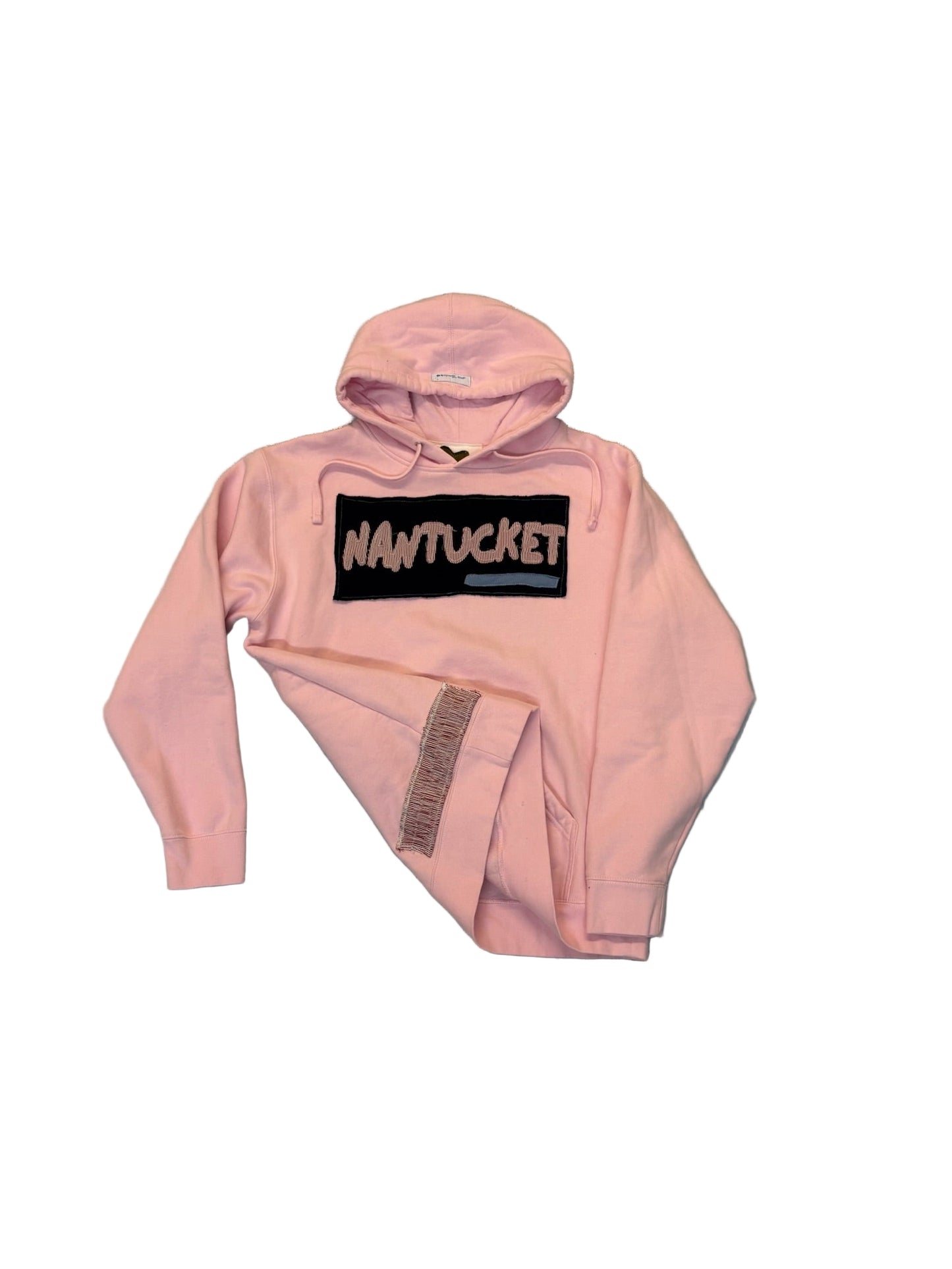 in pink hoodie (M)