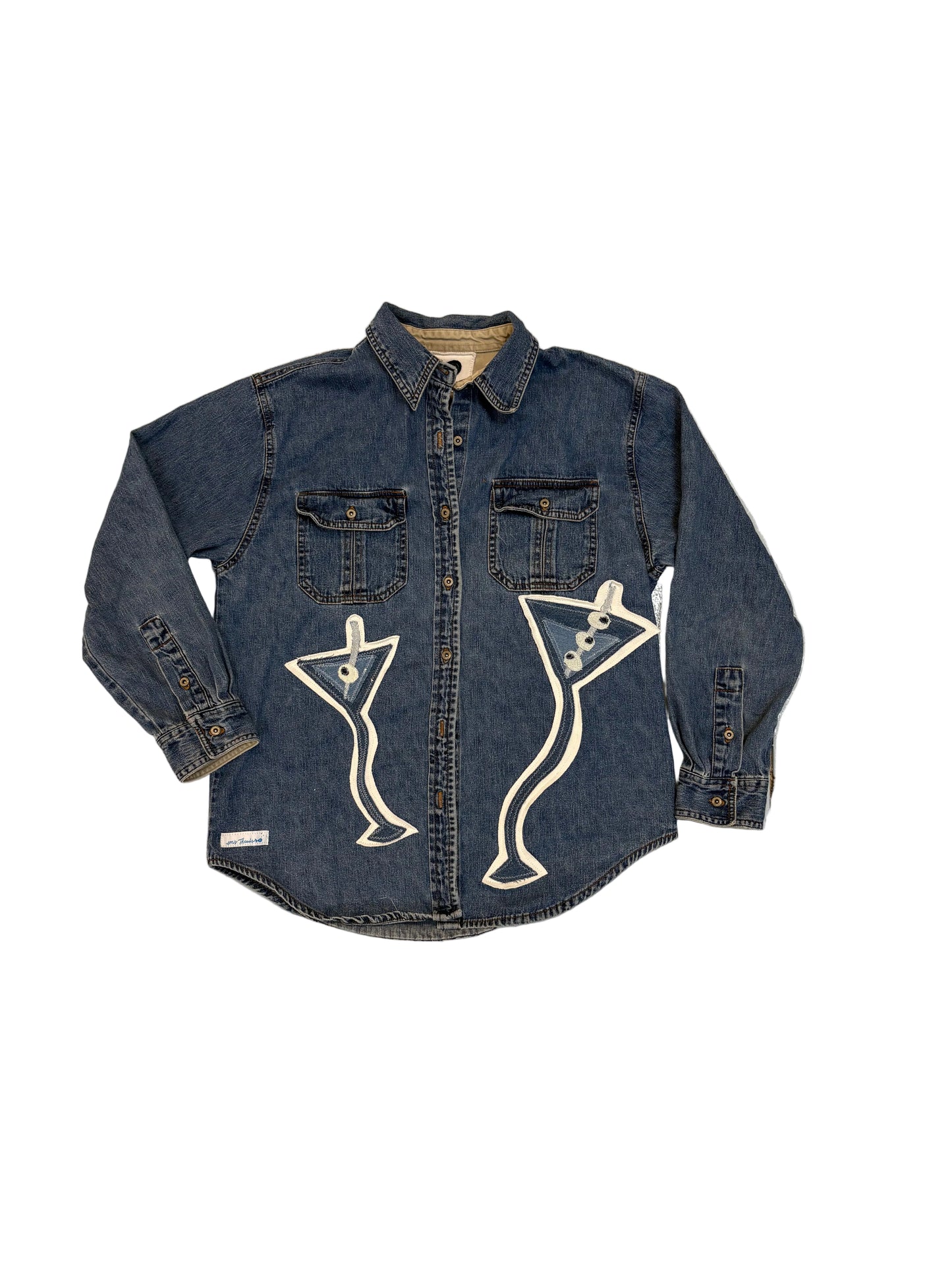 dancing martinis denim shacket (M)